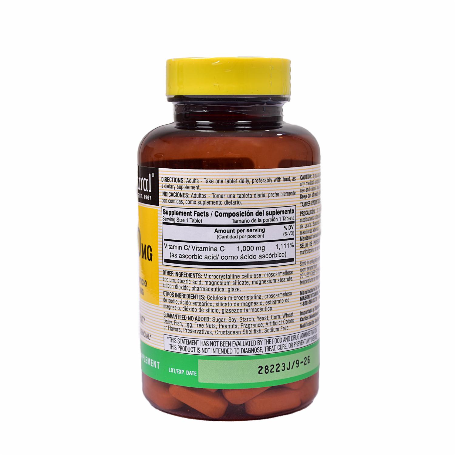 Vitamina C Tabletas 1000 Mg MASON NATURAL 100 Uds - Imagen 4