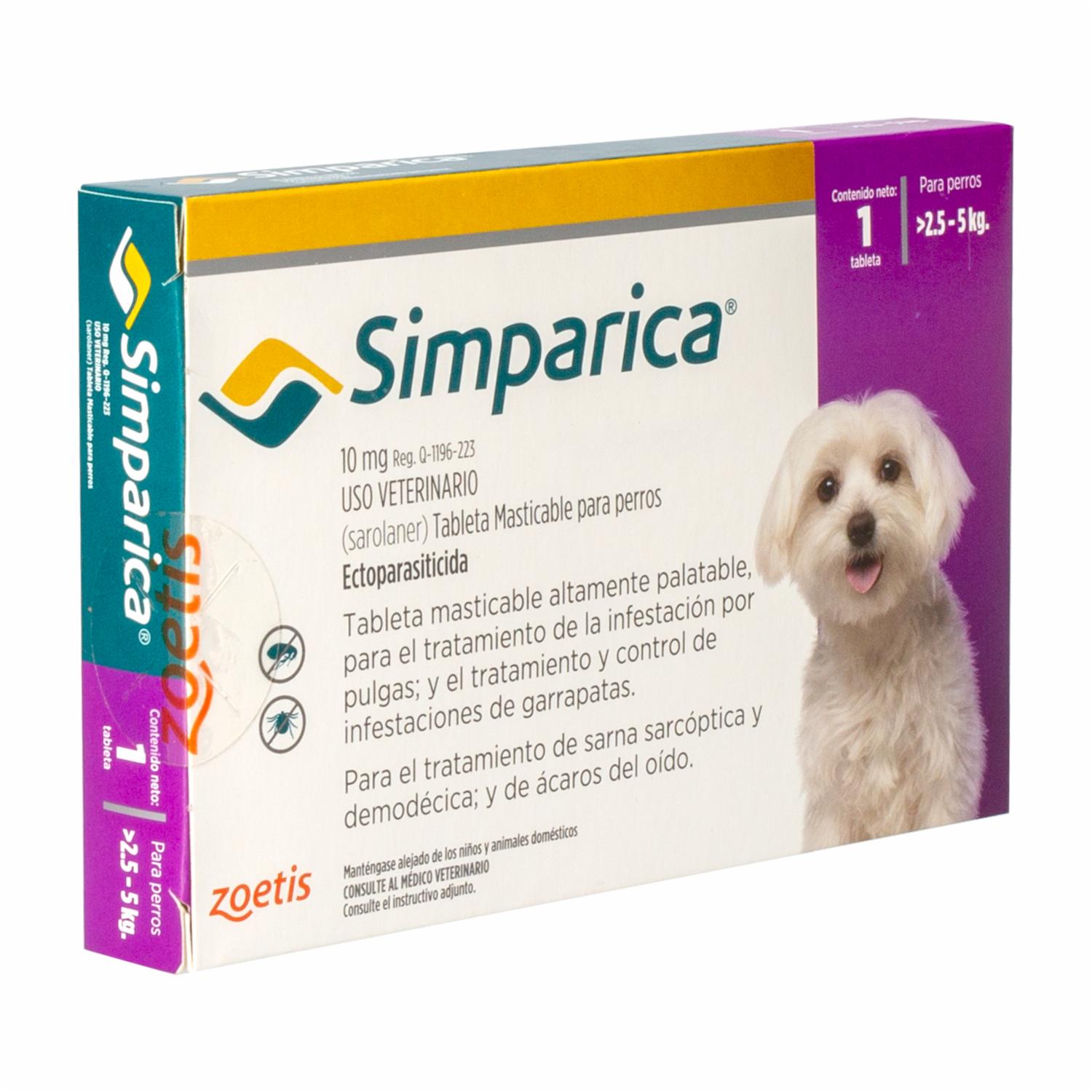 Tableta Antipulgas Para Perros De 2.5 A 5 Kg SIMPARICA Unidad - Imagen 3