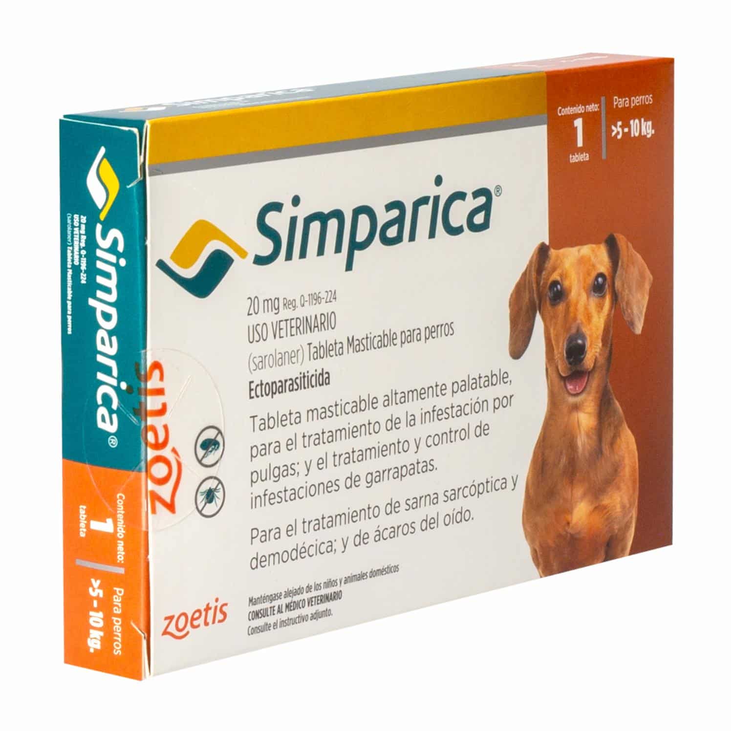 Tableta Antipulgas Para Perros De 5 A 10 Kg SIMPARICA 20 Mg - Imagen 3
