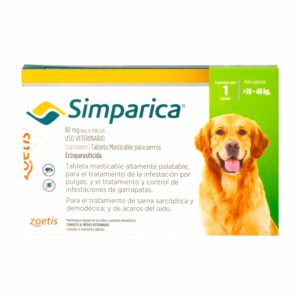 Tableta Antipulgas Para Perros De 20 A 40 Kg SIMPARICA 80 Mg