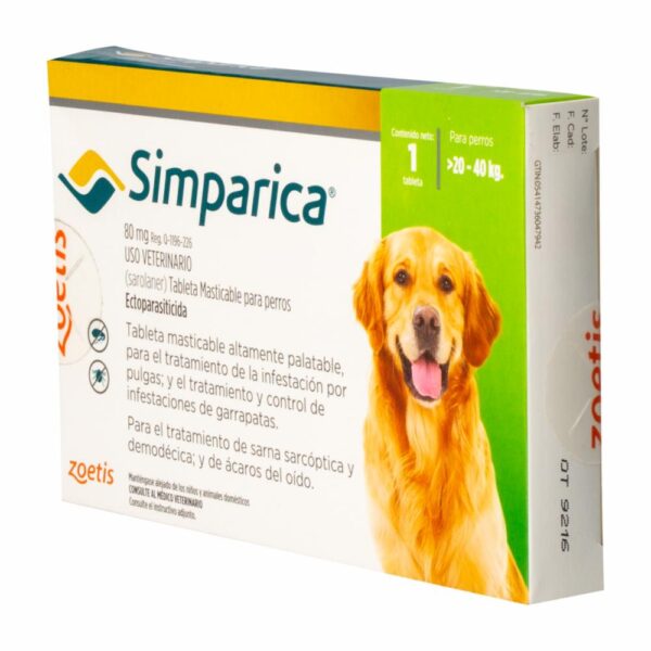 Tableta Antipulgas Para Perros De 20 A 40 Kg ZOETIS 80 Mg - Imagen 4