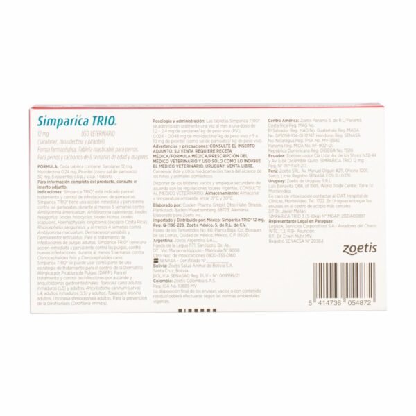 Antiparasitario Para Perros Interno Y Externo Trio   De 10 A 15Kg ZOETIS De 10 Kg A 15 Kg - Imagen 2