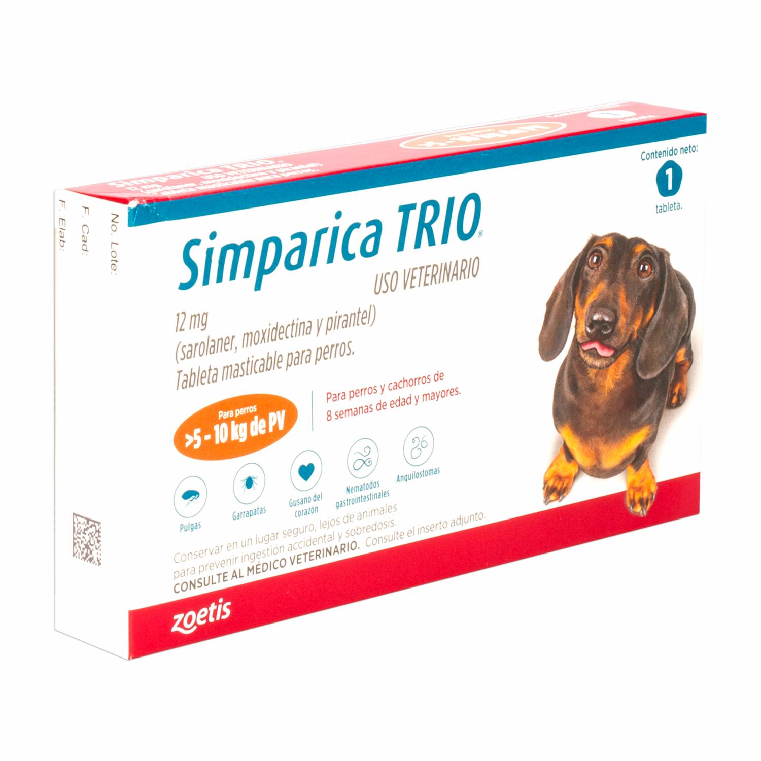 Antiparasitario Para Perros Interno Y Externo Trio De 10 A 15Kg SIMPARICA De 10 Kg A 15 Kg - Imagen 3