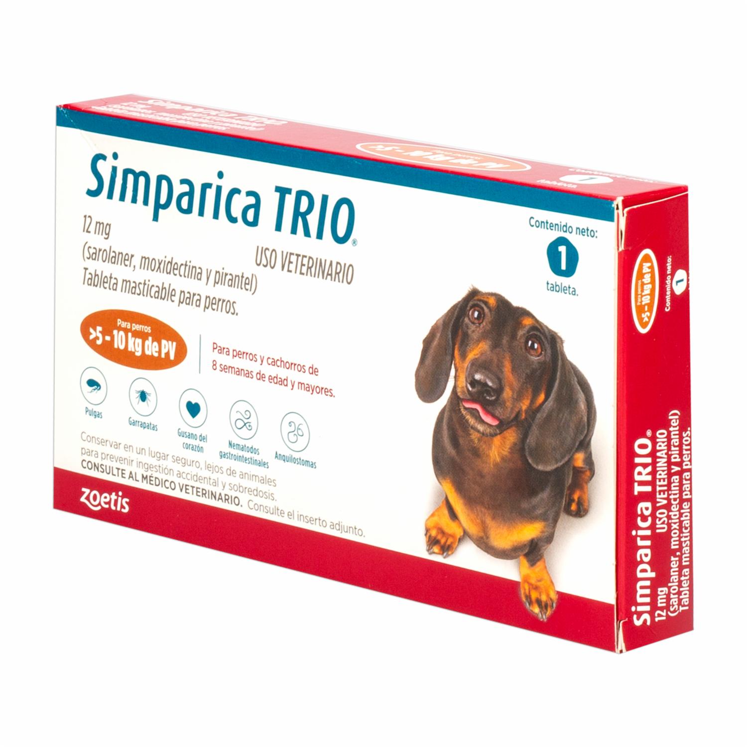 Antiparasitario Para Perros Interno Y Externo Trio De 10 A 15Kg SIMPARICA De 10 Kg A 15 Kg - Imagen 4
