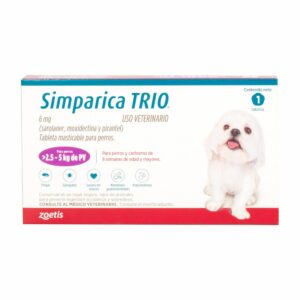 Antiparasitario Para Perros Interno Y Externo Trio De 2,5 A 5Kg SIMPARICA De 2,5 Kg A 5 Kg
