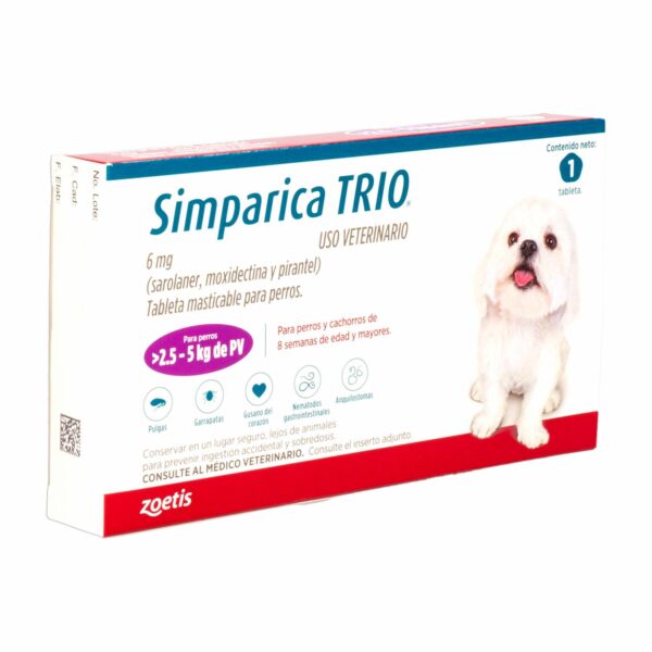 Antiparasitario Para Perros Interno Y Externo Trio   De 2,5 A 5Kg ZOETIS De 2,5 Kg A 5 Kg - Imagen 3