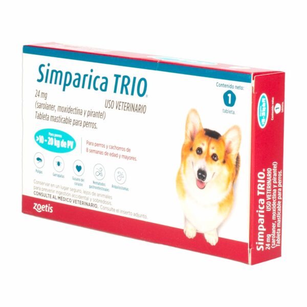 Antiparasitario Para Perros Interno Y Externo Trio   De 10 a 20Kg SIMPARICA De 10 Kg A 20 Kg - Imagen 4
