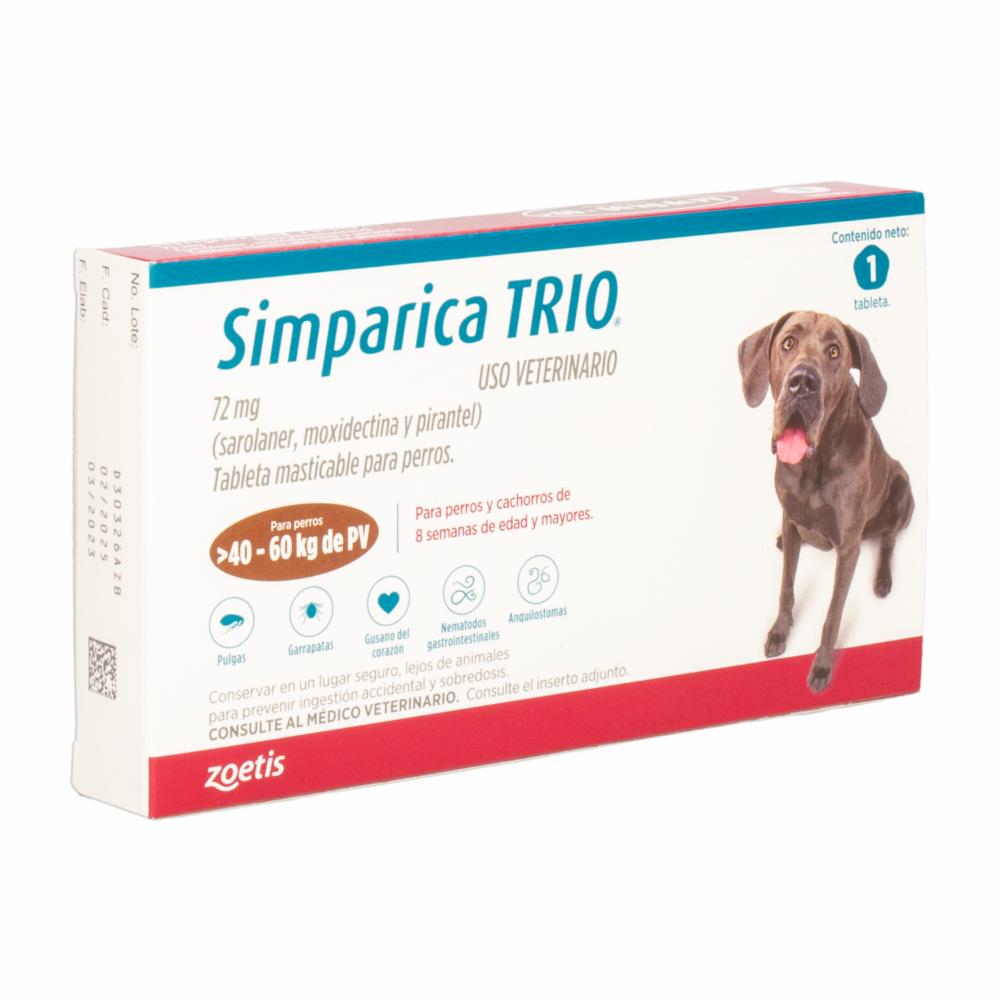 Antiparasitario Para Perros Interno Y Externo Trio De 40,1 A 60 Kg SIMPARICA De 40,1 Kg A 60 Kg - Imagen 3