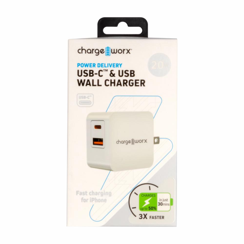 Cargador De Pared Doble Puerto CHARGE WORX USB-C - USB - Imagen 3