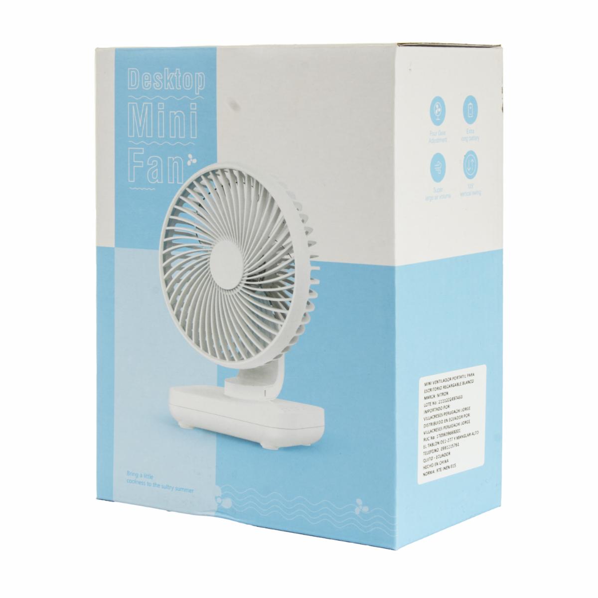 Ventilador  Portátil Recargable Blanco JV 22-04-005