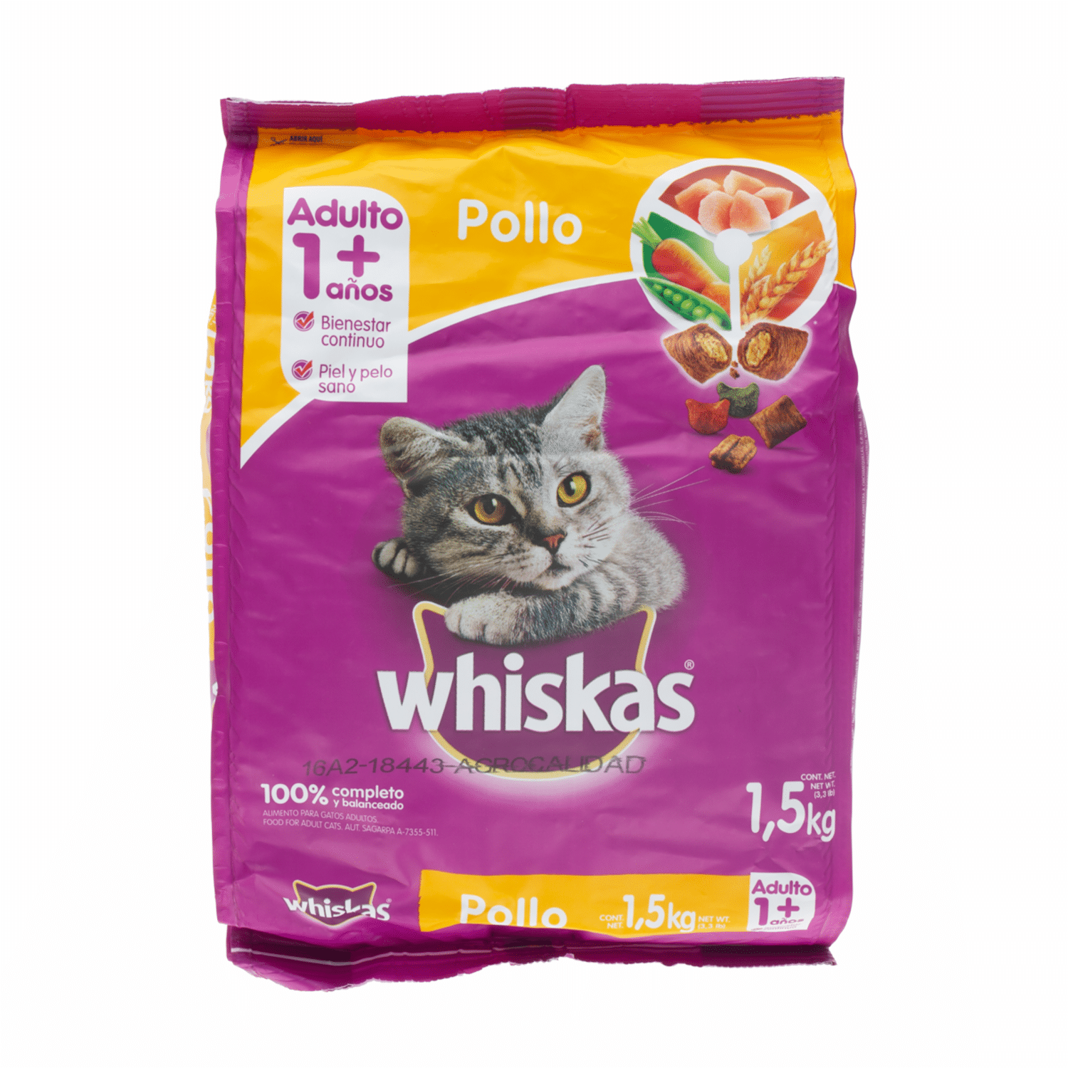 Comida Para Gato Adulto Sabor A Pollo WHISKAS 1500 G - Imagen 2