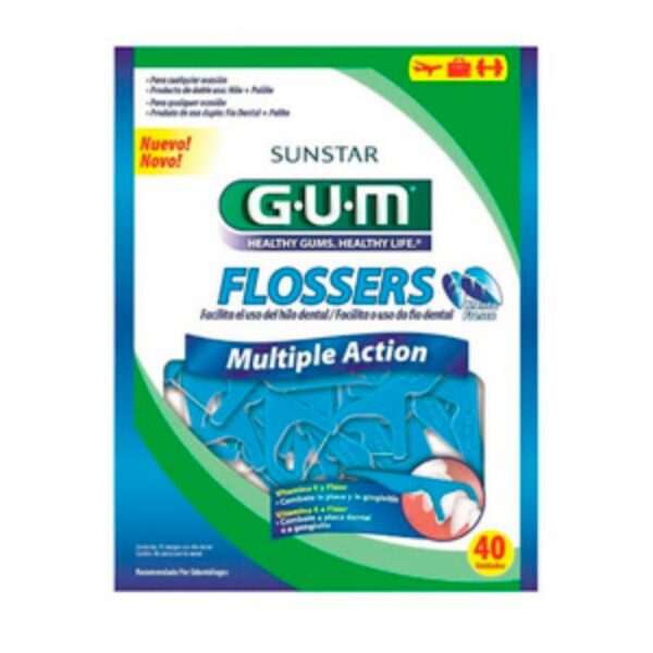 Hilo Dental Flossers Múltiple Acción Sabor A Menta Fresh GUM Pack X40 U