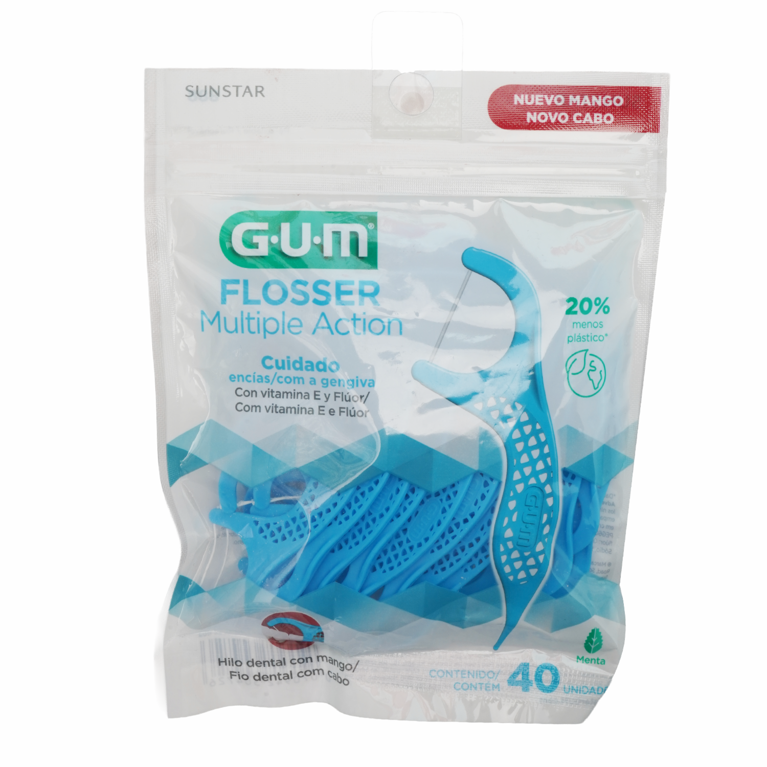 Hilo Dental Flossers Múltiple Acción Sabor A Menta Fresh GUM Pack X40 U - Imagen 2