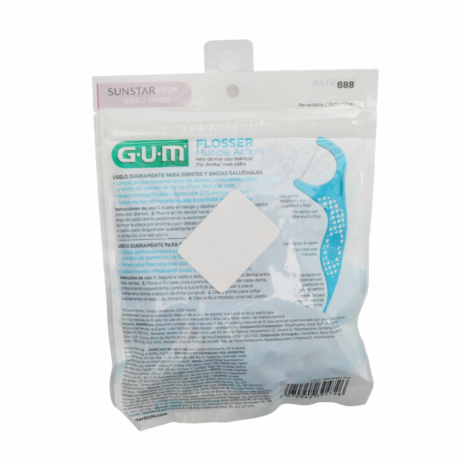 Hilo Dental Flossers Múltiple Acción Sabor A Menta Fresh GUM Pack X40 U - Imagen 4