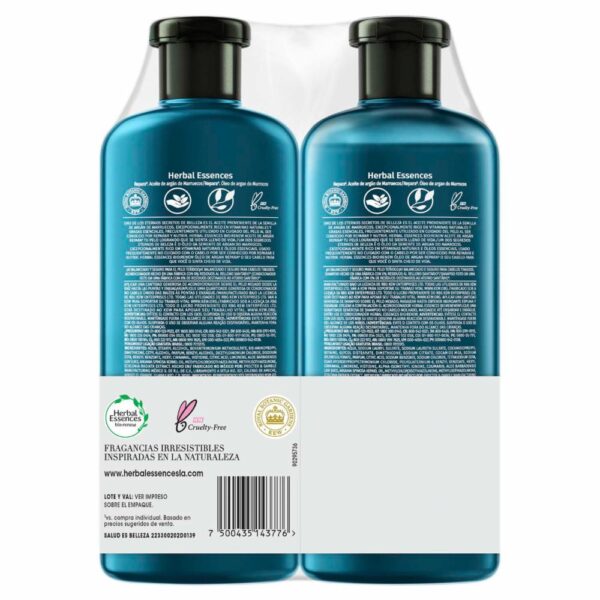 Shampoo + Acondicionador Herbal Biorenew Aceite Argán HERBAL ESSENCES 2 X 525 Ml - Imagen 2