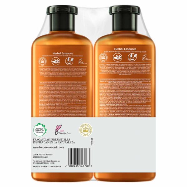 Shampoo + Acondicionador Herbal Biorenew Aceite Moringa HERBAL ESSENCES 2 X 525 Ml - Imagen 2