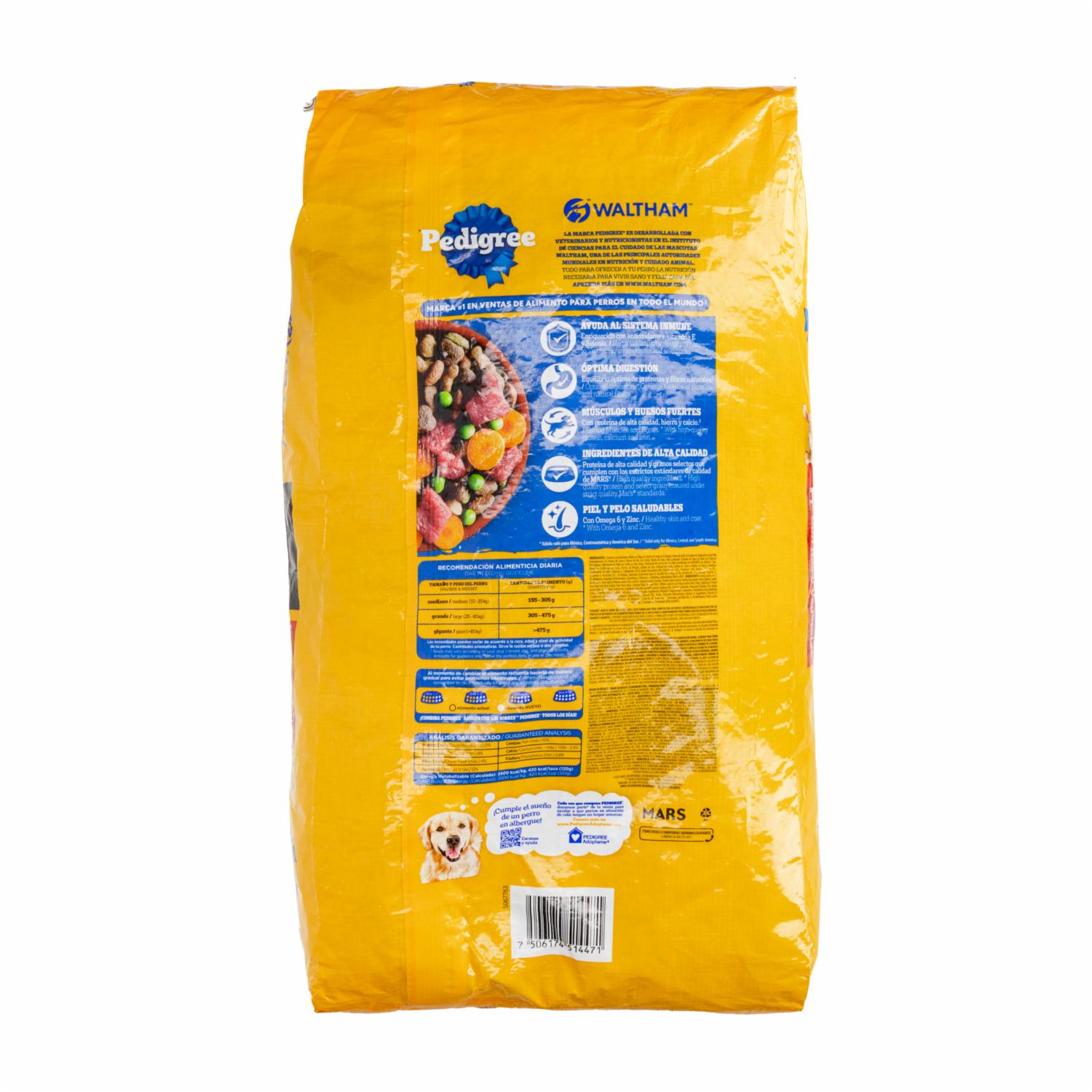 Alimento Para Perro Sabor A Carne Y Vegetales Razas Medianas Y Grandes PEDIGREE 11 Kg - Imagen 2