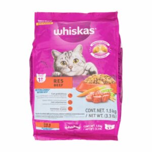 Alimento Para Gatos Adultos Esterilizados Sabor A Res WHISKAS 150 G