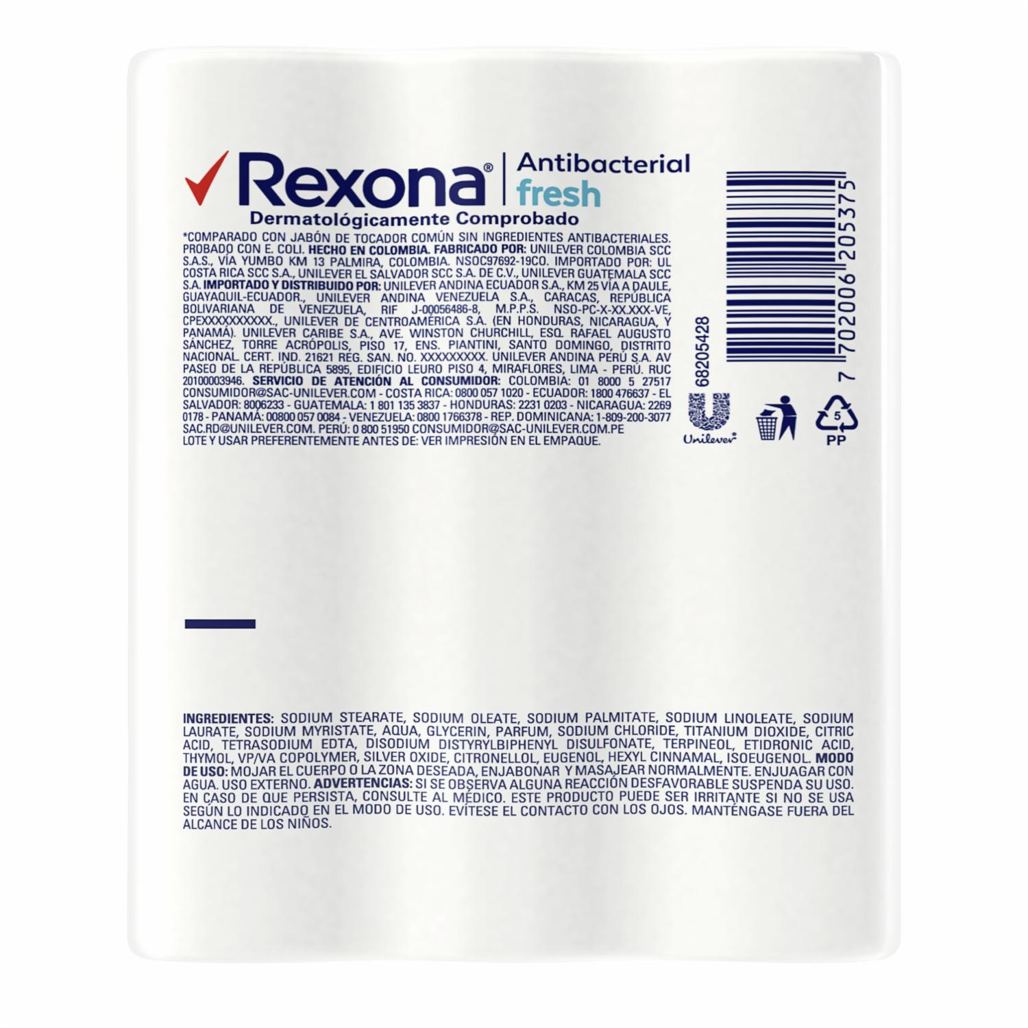 Jabón En Barra Antibacterial Fresh REXONA 3 X 120 G - Imagen 2