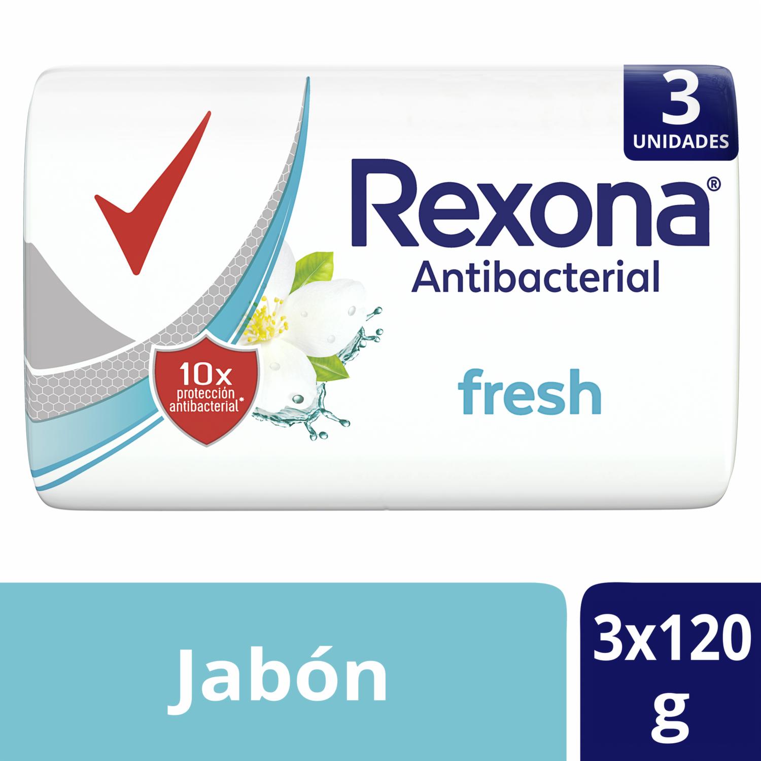 Jabón En Barra Antibacterial Fresh REXONA 3 X 120 G - Imagen 3