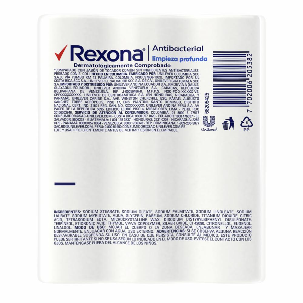 Jabón En Barra Antibacterial Limpieza Profunda REXONA 3 X 120 G - Imagen 2
