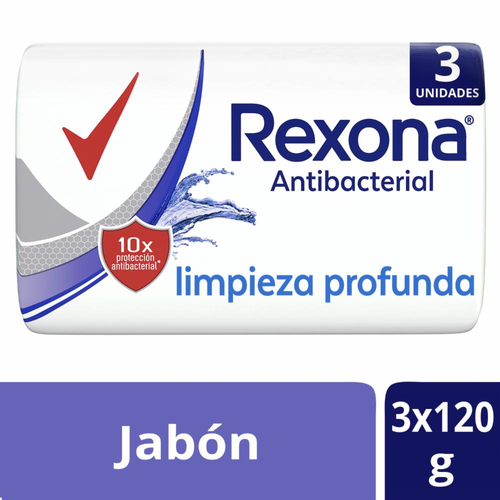 Jabón En Barra Antibacterial Limpieza Profunda REXONA 3 X 120 G - Imagen 3