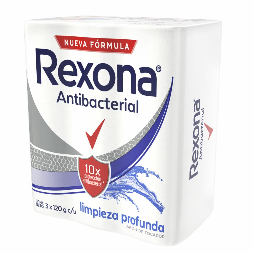 Jabón En Barra Antibacterial Limpieza Profunda REXONA 3 X 120 G - Imagen 4