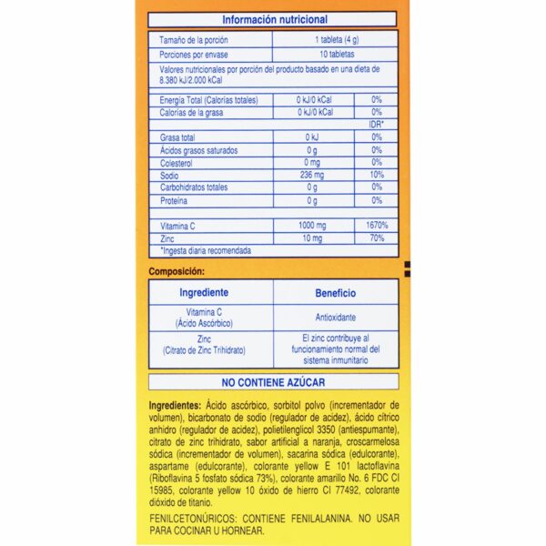 Vitamina C Zinc Naranja 1 G Sd MK 40G - Imagen 2