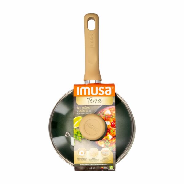 Perol Con Tapa De Vidrio Línea Terra IMUSA 18 CM
