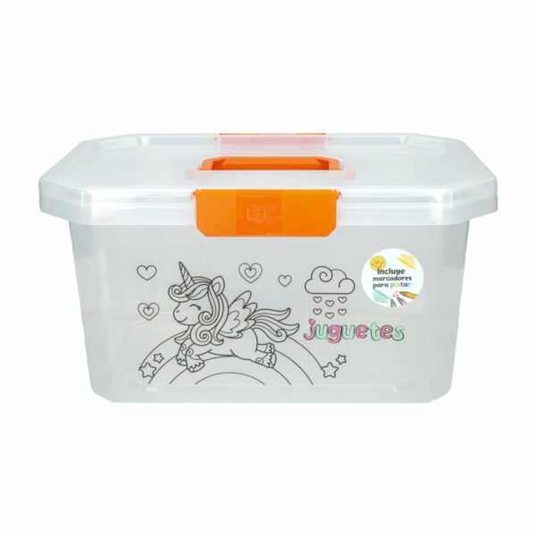 Caja Organizadora Con Manija Color Naranja ESTRA 16 Litros - Imagen 2