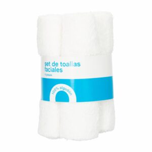 Set De Toallas Faciales Ribeteadas Blanca FREE HOME 4 Piezas