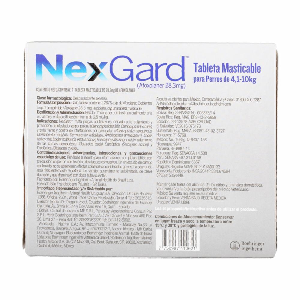 Antiparasitario Para Perros En Tableta Masticable Small NEXGARD 1,25 G - Imagen 2
