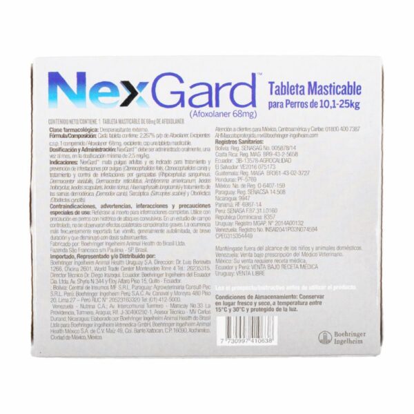 Antiparasitario Para Perros En Tableta Masticable Medium NEXGARD 3 G - Imagen 2