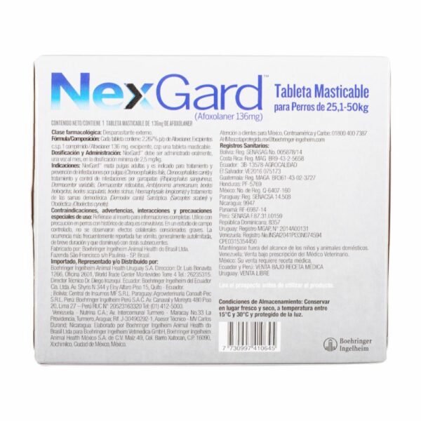 Antiparasitario Para Perros En Tableta Masticable Extra Small NEXGARD 6 G - Imagen 2
