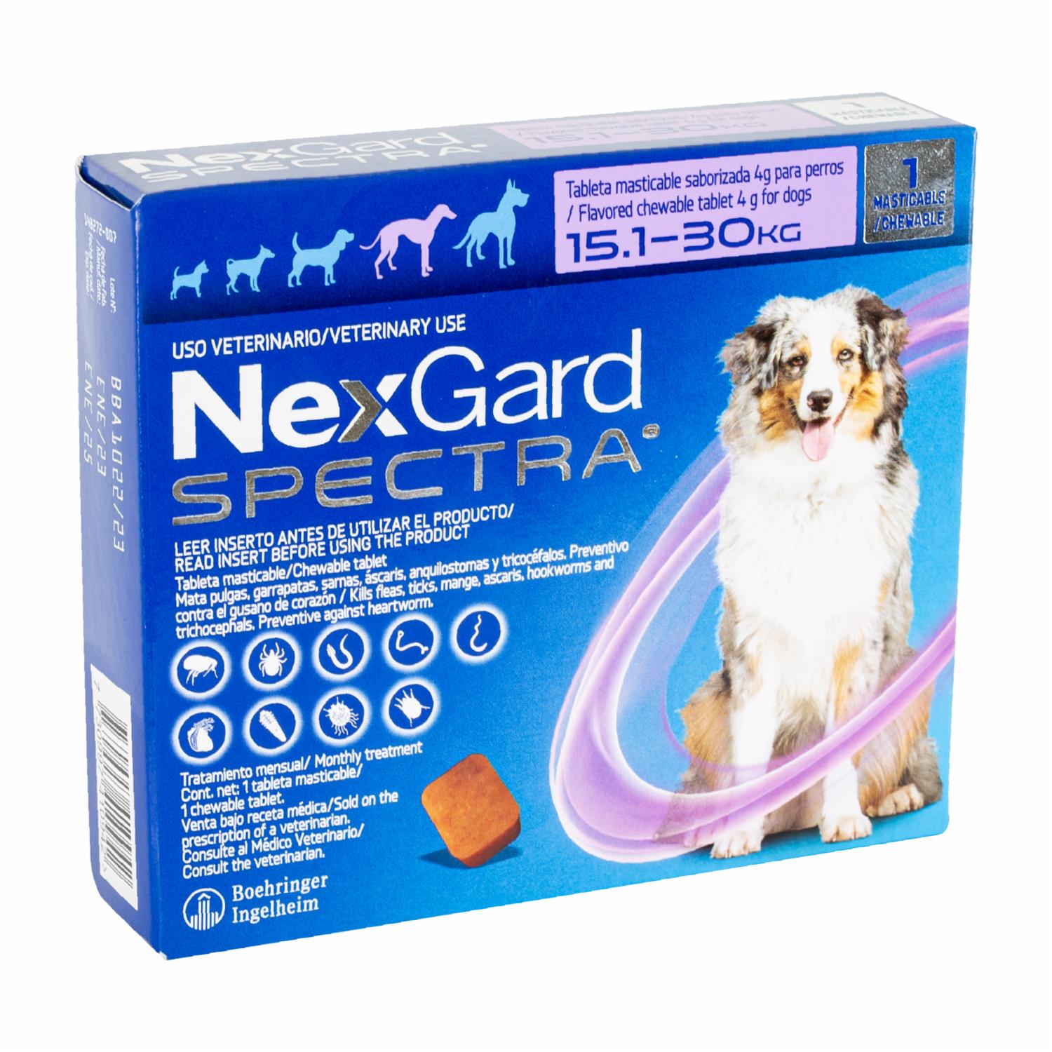 Antiparasitario Para Perros En Tableta Masticable Large NEXGARD SPECTRA 4 G - Imagen 3