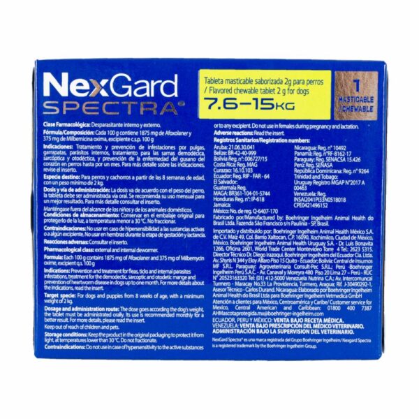 Antiparasitario Para Perros En Tableta Masticable Medium NEXGARD SPECTRA 2 G - Imagen 2