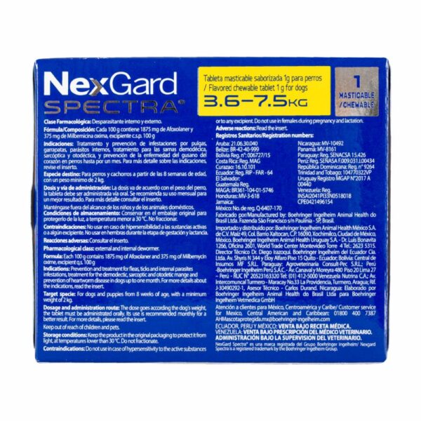 Antiparasitario Para Perros En Tableta Masticable Small NEXGARD SPECTRA 1 G - Imagen 2