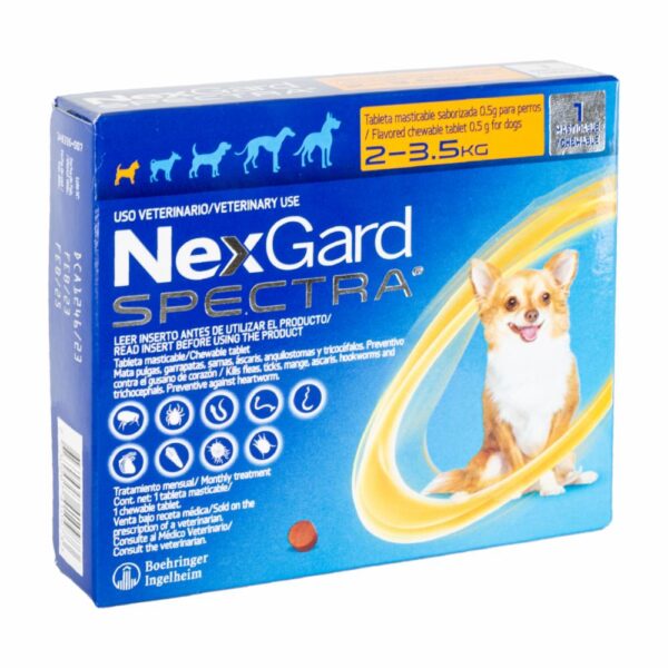 Antiparasitario Para Perros En Tableta Masticable Extra Small NEXGARD SPECTRA 0,50 G - Imagen 3