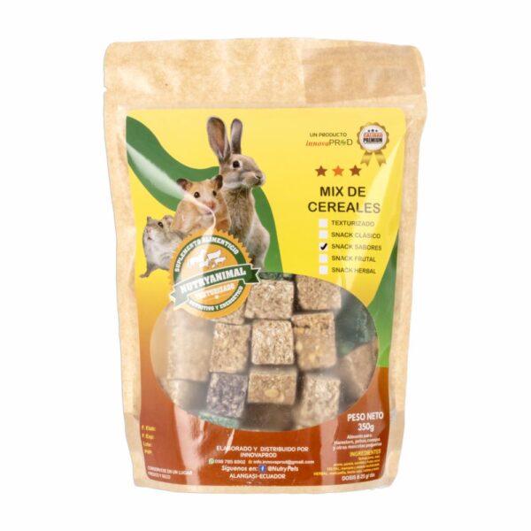 Alimento Para Conejos Cuyes Y Hamsters Snack Sabores NUTRYANIMAL 350 G