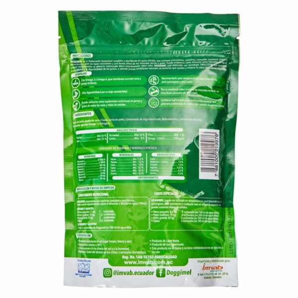 Suplemento Para Mascotas Nutricional Polvo Soluble DOGGIMEL 400 G - Imagen 2