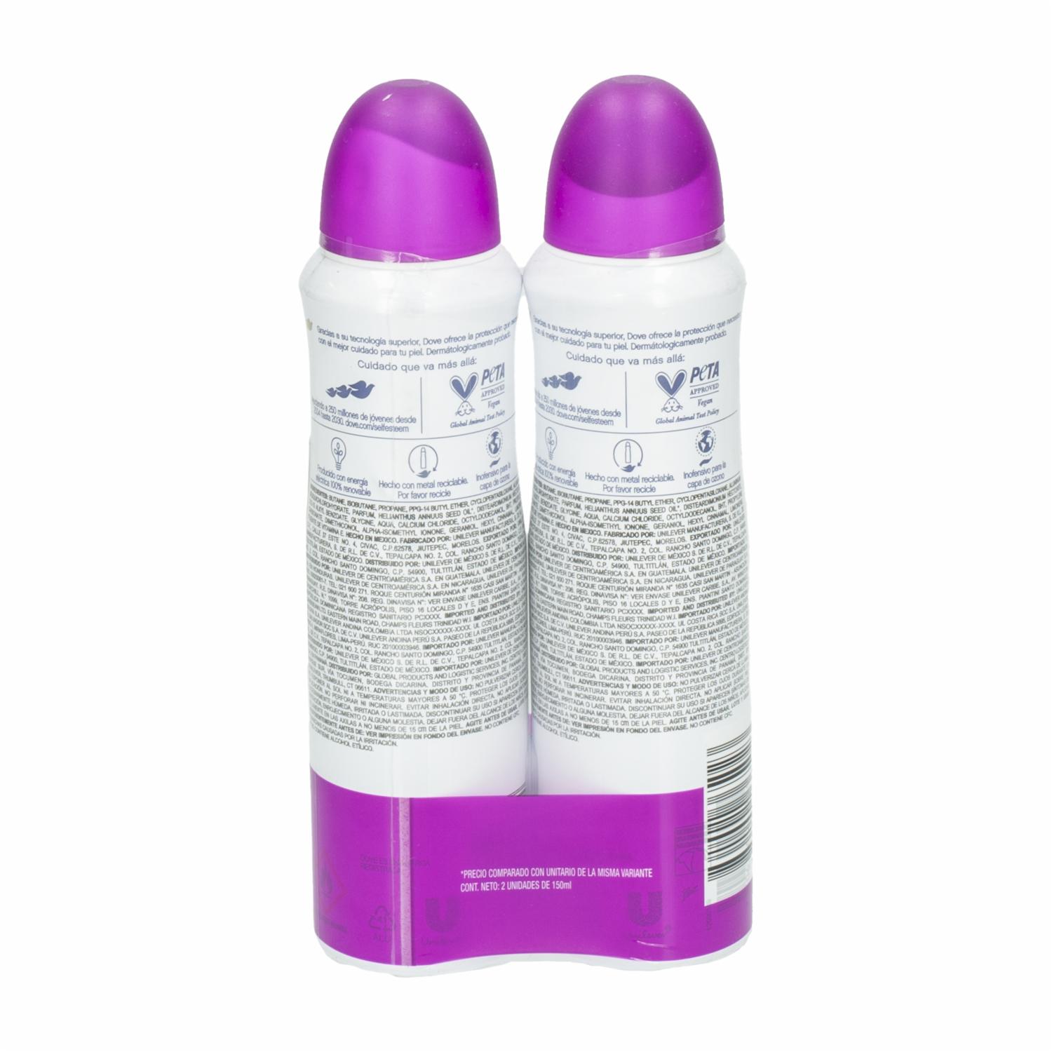 Desodorante En Aerosol Para Dama Con Orquídea Y Caléndula DOVE 2 X 150 Ml - Imagen 2