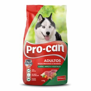 Alimento Para Perros Adultos Razas Medianas Y Grandes Carne Arroz Y Vegetales PRO-CAN 4 Kg