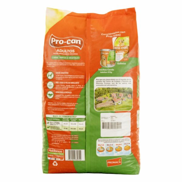 Alimento Para Perros Adulto Razas Medianas Grandes Sabor A Carne Y Arroz PRO-CAN 15000 G - Imagen 2