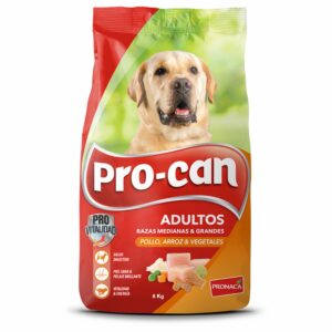 Alimento Para Perros Adultos Razas Medianas Y Grandes Pollo, Arroz Y Vegetales PRO-CAN 8 Kg