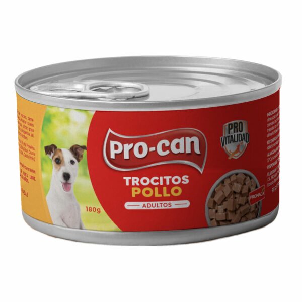 Alimento Húmedo Para Perros Adultos Pollo PRO-CAN TROCITOS 180 G