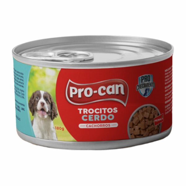 Alimento Húmedo Para Perros Cachorro Cerdo PRO-CAN TROCITOS 180 G