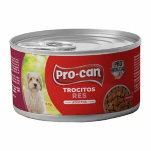 Alimento Húmedo Para Perros Adultos Sabor A Res PRO-CAN TROCITOS 180 G