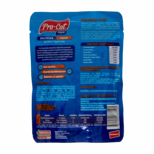 Alimento Para Gatos Delicias De Pavo PRO-CAT 85 G - Imagen 2