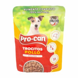 Alimento Húmedo Para Perros Adultos Sabor A Pollo En Sachet PRO-CAN TROCITOS 85 G
