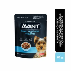 Alimento Húmedo Para Perros Cachorros Sabor A Pavo Vegetales Y Arroz En Pouch AVANT 85 G